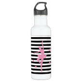 Ballerina rose Noir et blanc Bouteille d'eau à ray (Devant)