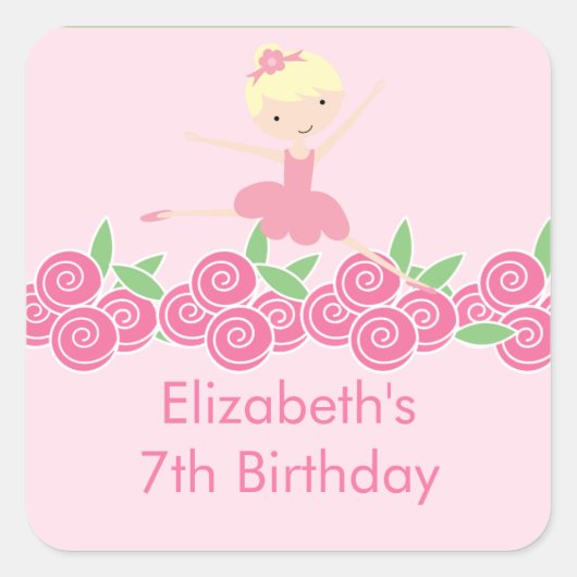 Ballerina rose Tutu Danse Anniversaire Sticker (Devant)