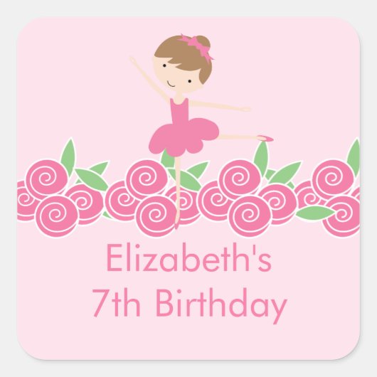 Ballerina rose Tutu Danse Anniversaire Sticker (Devant)