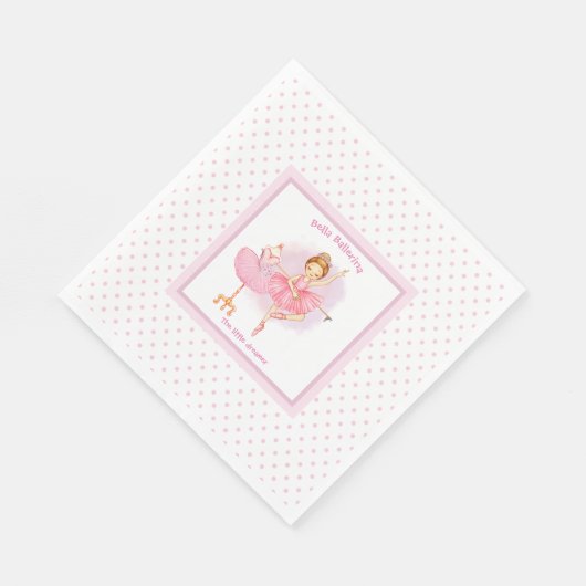 Ballerina roze bloemen witte stippen servetten (Hoek)