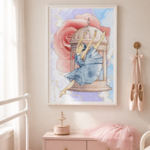 Ballerina Roze Muurkunst Poster