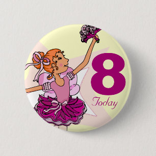 Ballerina roze roze gember verjaardagsknicht ronde button 5,7 cm