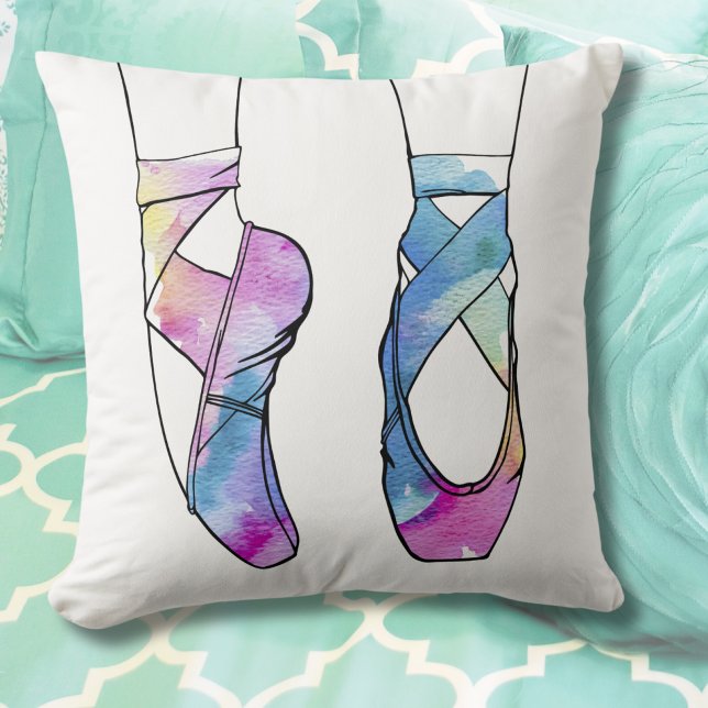 Ballerina Schattige Ballet Kussen (Cute Watercolor Pointe Shoes Ballet Throw Pillow)