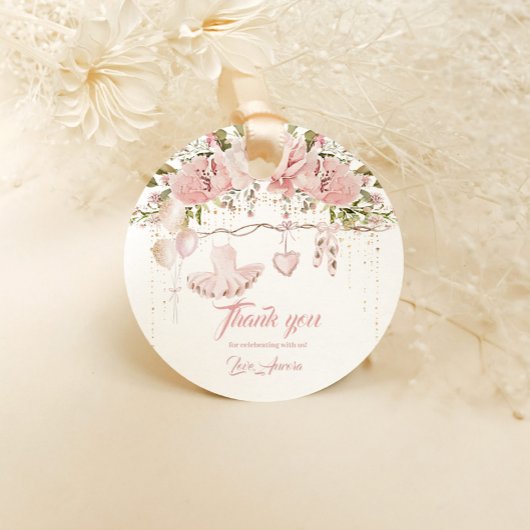 Ballerina schoenen bloemendans en twirl verjaardag bedankjes labels