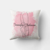 Ballerina Schoenen Roze Waterverf met Naam Kussen (Achterkant)