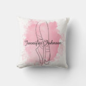 Ballerina Schoenen Roze Waterverf met Naam Kussen (Voorkant)