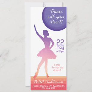 Ballerina silhouet ballet recital dansschool kaart