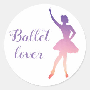 Ballerina silhouet, ombre kleuren, balletliefhebbe ronde sticker