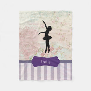 Ballerina silhouet op elegante vintage patroon fleece deken