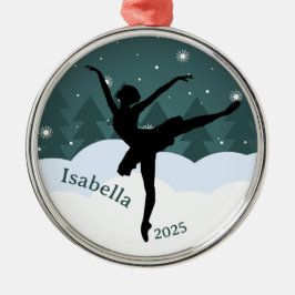 Ballerina Silhouette Arabesque Geometrische Winter Metalen Ornament