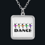 Ballerina Silhouette Danse Danse Ballet Collier<br><div class="desc">Le collier présente une illustration originale sur le thème de la danse d'une rangée de ballerines silhouettes,  chacune avec un tutu néon coloré.</div>