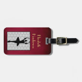 Ballerina Silhouette op een Heart Mandala Pattern Bagagelabel (Voorkant horizontaal)