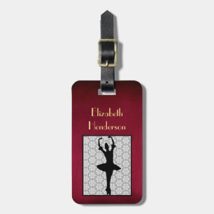 Ballerina Silhouette op een Heart Mandala Pattern Bagagelabel