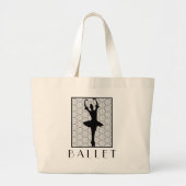 Ballerina Silhouette op een Heart Mandala Pattern Grote Tote Bag (Voorkant)