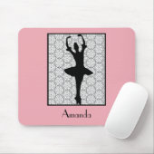 Ballerina Silhouette op een Heart Mandala Pattern Muismat (Met muis)