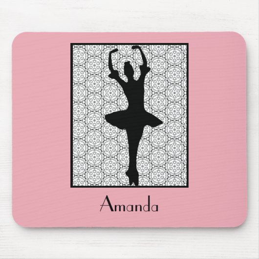 Ballerina Silhouette op een Heart Mandala Pattern Muismat (Voorkant)