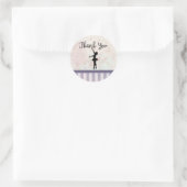 Ballerina Silhouette over het  patroon Dank u wel Ronde Sticker (Tas)