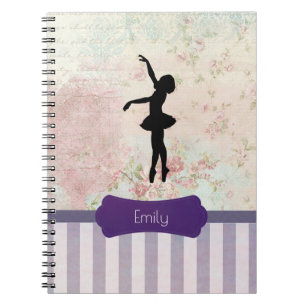Ballerina Silhouette over het patroon van Elegant Notitieboek