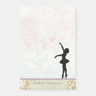 Ballerina Silhouette over het  patroon van Elegant Post-it® Notes