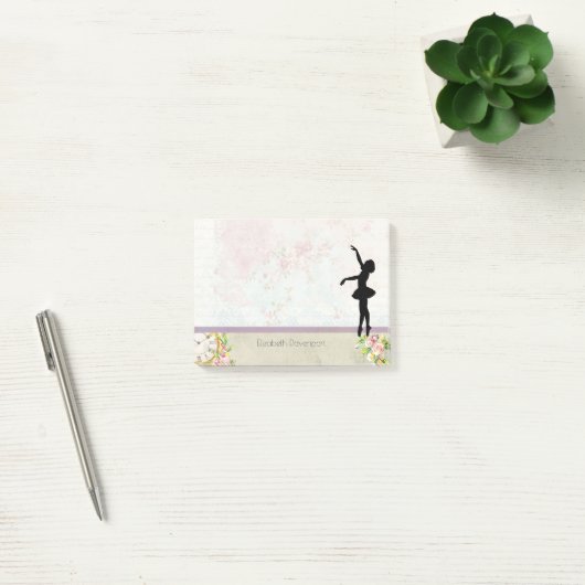 Ballerina Silhouette over het  patroon van Elegant Post-it® Notes (Kantoor)