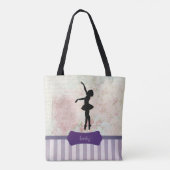 Ballerina Silhouette over het patroon van Elegant Tote Bag (Achterkant)