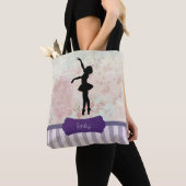 Ballerina Silhouette over het patroon van Elegant Tote Bag (Dichtbij)