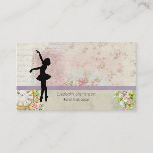 Ballerina Silhouette over het  patroon van Elegant Visitekaartje