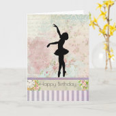 Ballerina Silhouette over  patroondag Kaart (Gele Bloem)