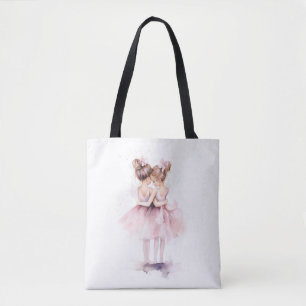 Ballerina Sisters Knuffelen Art Ballet Waterverf Draagtas