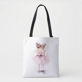 Ballerina Sisters Knuffelen Art Ballet Waterverf Draagtas