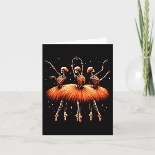 Ballerina Skeleton Dance Grappig Halloween Ballet Kaart (Voorkant)