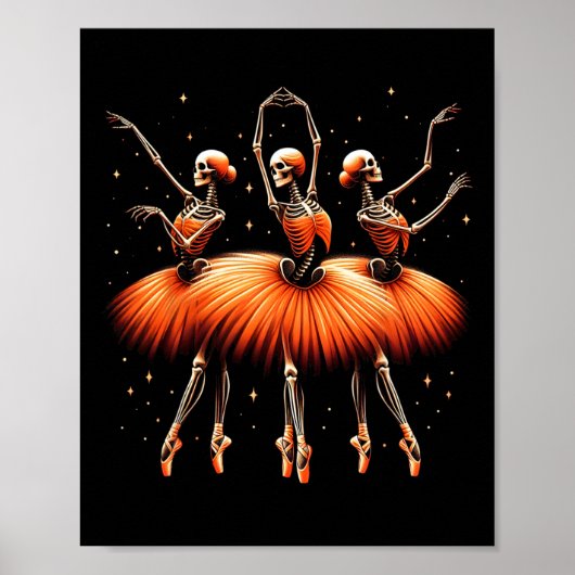 Ballerina Skeleton Dance Grappig Halloween Ballet  Poster (Voorkant)