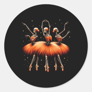 Ballerina Skeleton Dance Grappig Halloween Ballet  Ronde Sticker