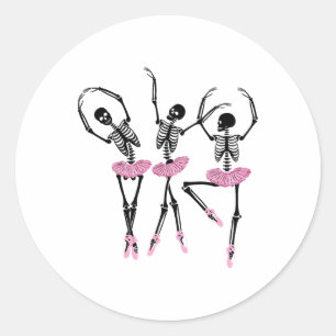 Ballerina Skeletons Dancing Halloween Ballerina Sk Ronde Sticker