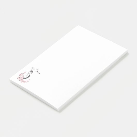 Ballerina Sketch personaliseren in roze Post-it® Notes (Schuin)