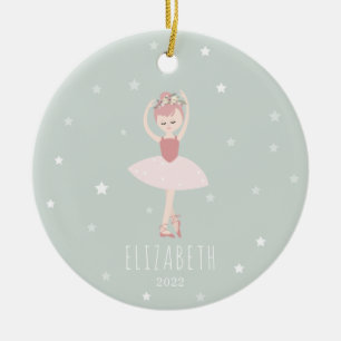 Ballerina Stars Little Girl Kerstmis Keramisch Ornament