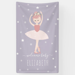 Ballerina Stars Paarse Meisje Baby shower Spandoek