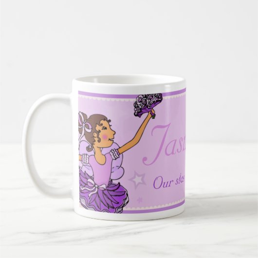 Ballerina ster girl danser paarse naam mok (Links)