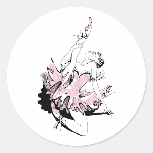 Ballerina Stretching in Pink Ronde Sticker (Voorkant)