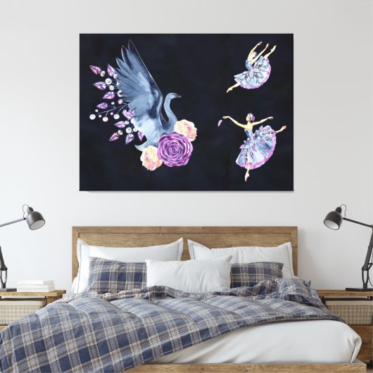Ballerina Swan Dance Canvas Afdruk (Insitu (Slaapkamer))