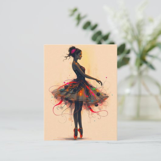 Ballerina Tanzt in Farbexplosion Briefkaart (Staand voorkant)