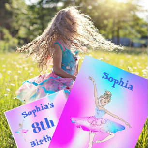 Ballerina Tie Dye Paars Blue Age Birthday Kaart