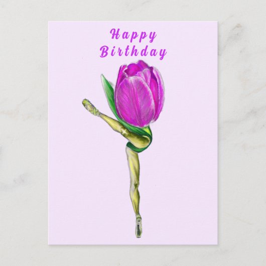 Ballerina Tulip Ballet Dancer Carte Anniversaire (Devant)