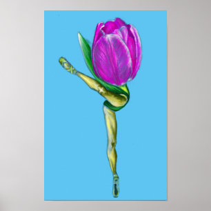 Ballerina Tulp Ballet Dans Poster - Schilderij