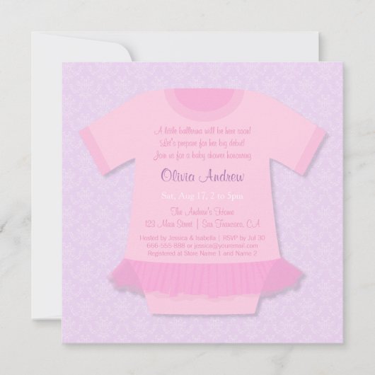 Ballerina Tutu Baby Girl Douche Invitations (Devant)