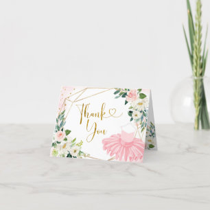 Ballerina Tutu Baby shower Dank u gevouwen Kaart