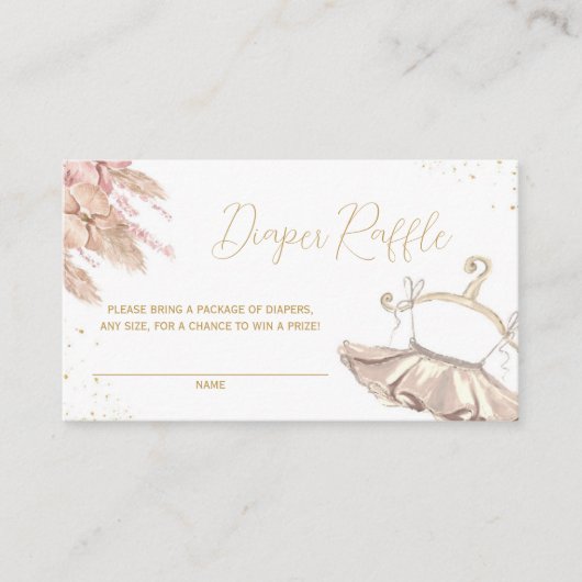 Ballerina Tutu Diaper Raffle Invitation Enclosure Informatiekaartje (Voorkant)