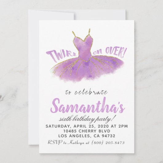 Ballerina TuTu Invitation d'anniversaire (Devant)
