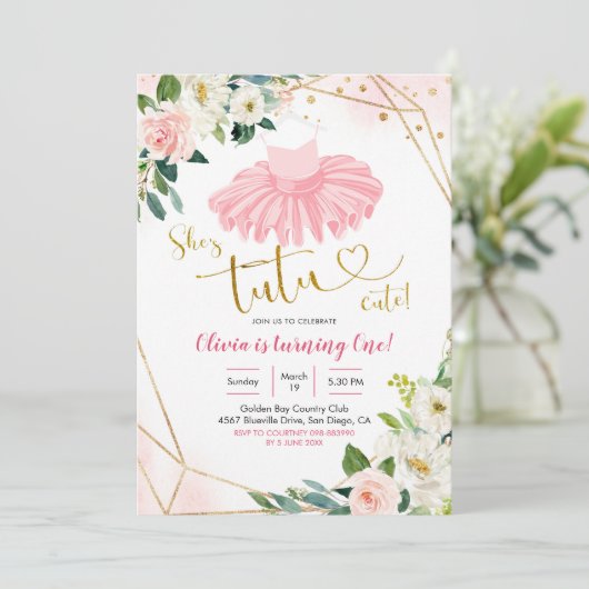 Ballerina Tutu mignonne Invitation d'anniversaire (Debout devant)