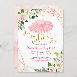 Ballerina Tutu mignonne Invitation d'anniversaire 